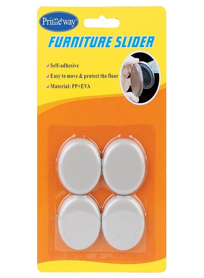 Primeway® PE EVA Round Moving Furniture Sliders | 7mm Thickness | Self Adhesive | Chair Leg Floor Protector | Non Skid Pads | Noise Insulation | Dia 40mm | Ivory | 4 Pcs Set - Image 1